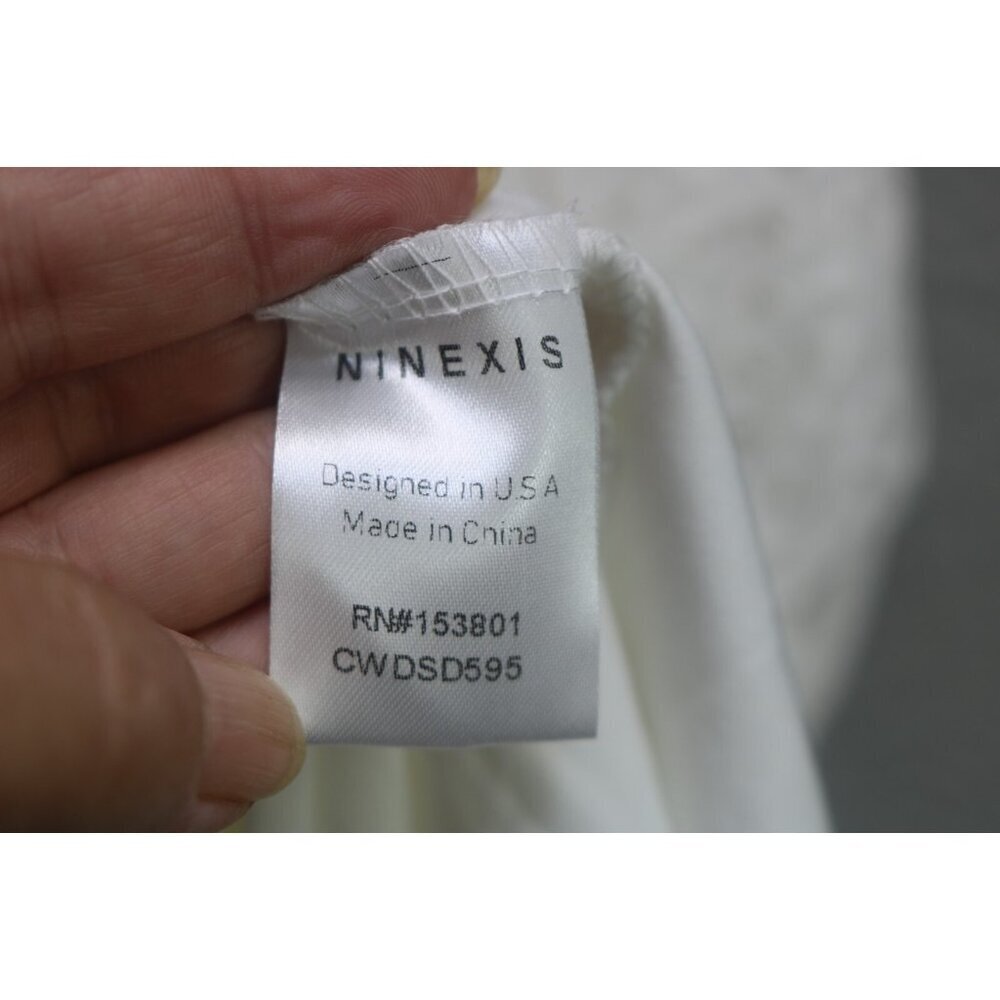 Ninexis White Eyelet Short Sleeve Babydoll Mini Dress-Medium-Pockets-Cottagecore - Picture 7 of 13